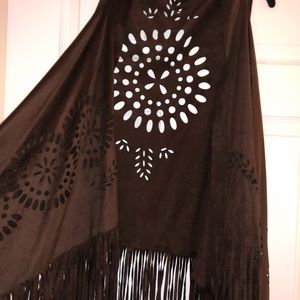 Brown Suede Vest with Fringe